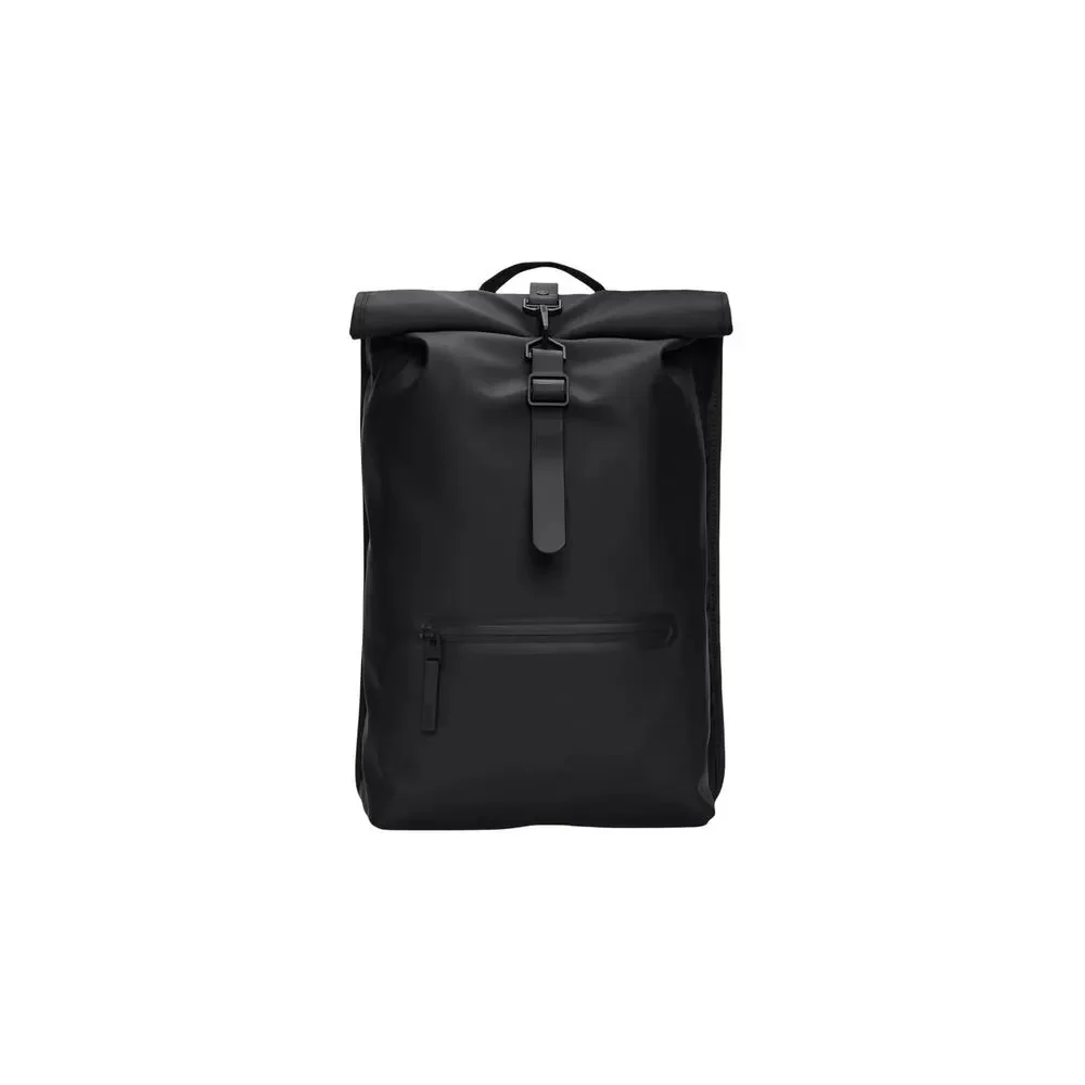 Rains Men's Rolltop Rucksack W3 Backpack Adjustable Straps Black One Size NWT